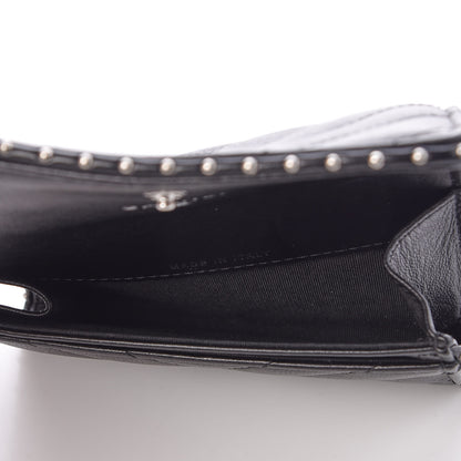 Chanel Lambskin Chevron Quilted Studded Card Holder Black 7 of 9