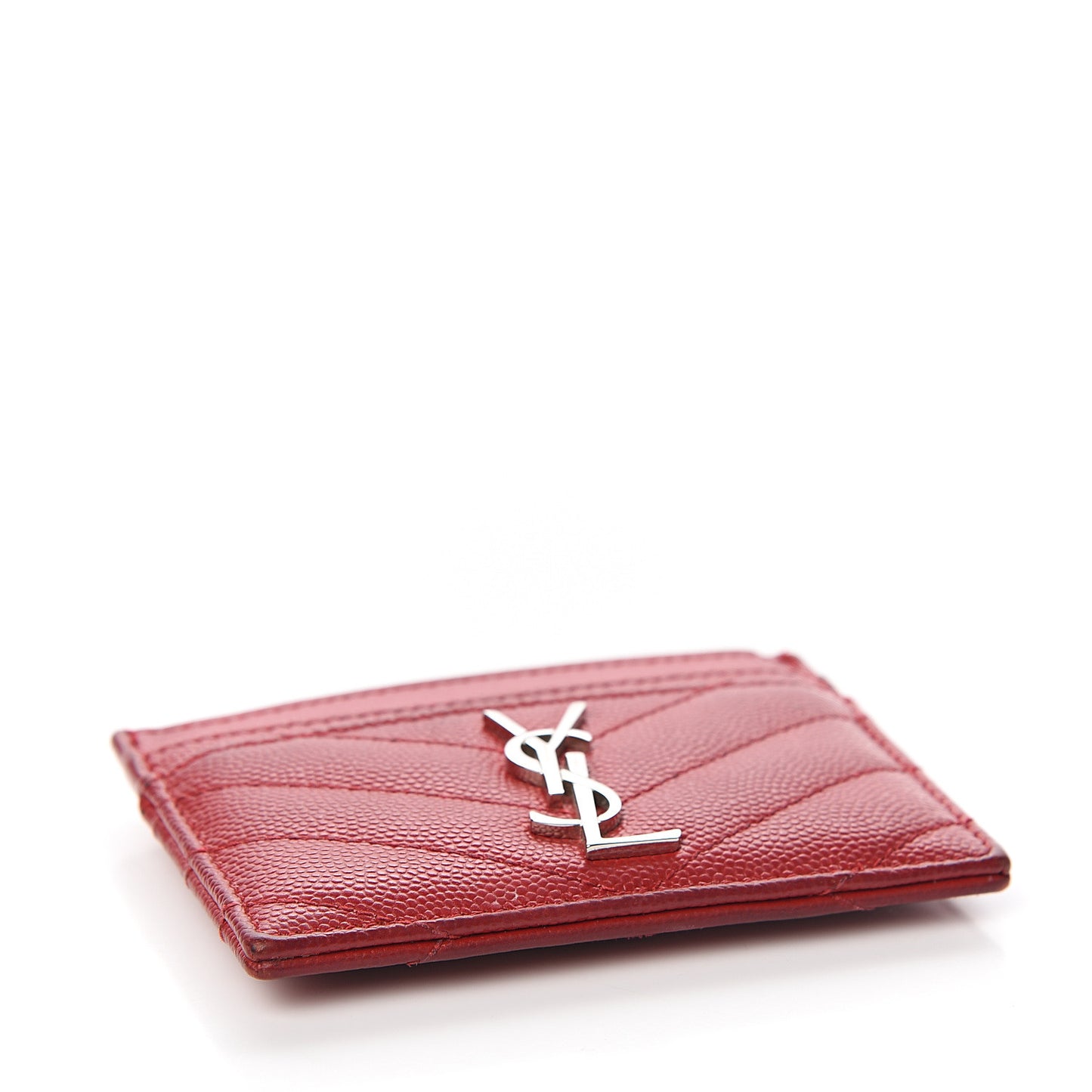 Grain De Poudre Matelasse Chevron Monogram Credit Card Case New Red