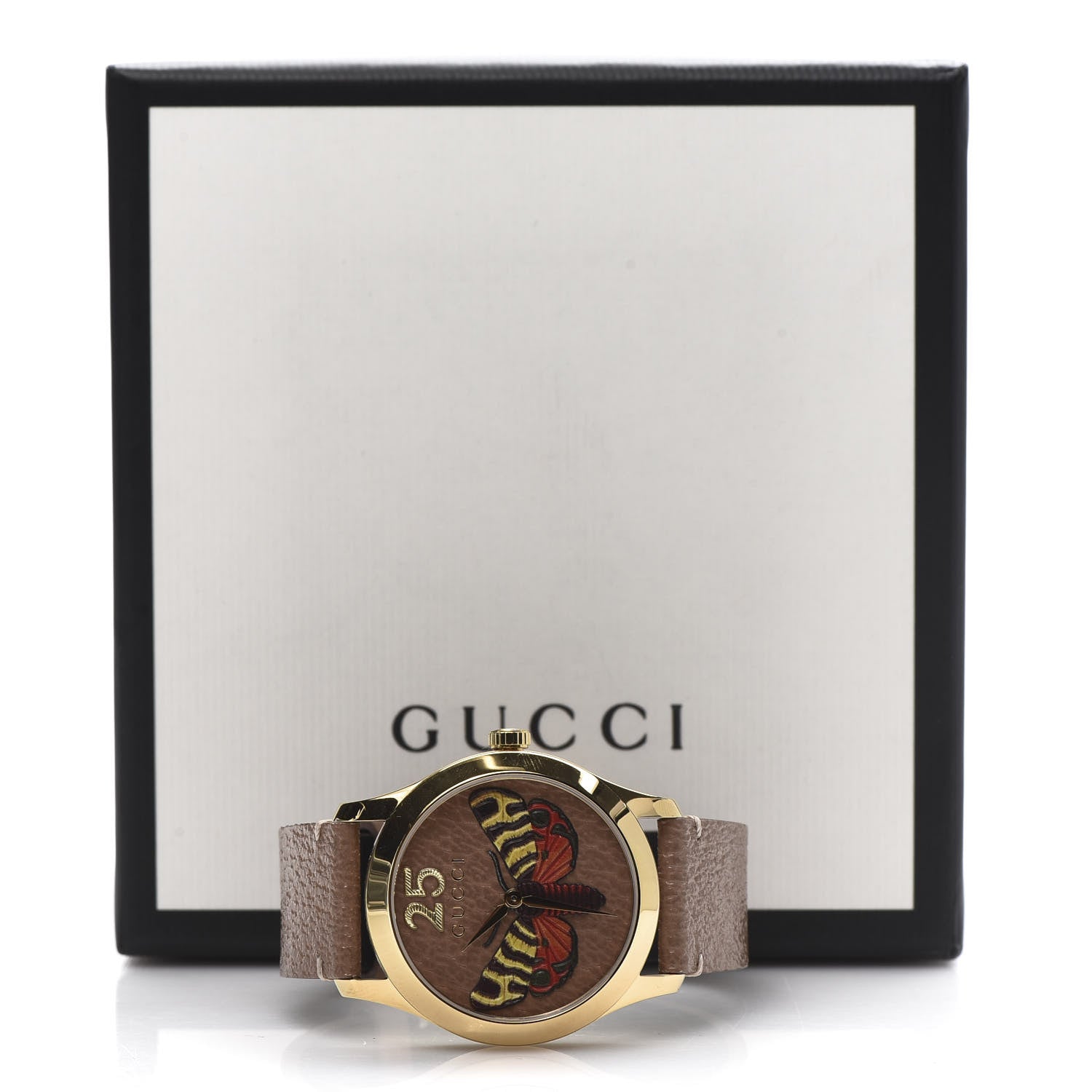 Gucci Stainless Steel Calfskin 38mm G-Timeless Moth Quartz Watch Brown 8 of 8