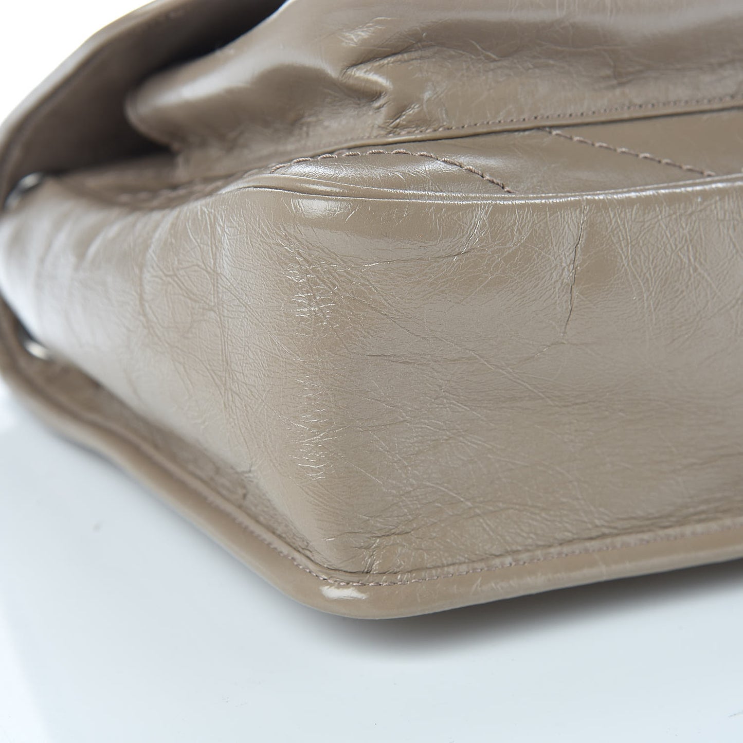Crinkled Calfskin Matelasse Monogram Medium Niki Chain Satchel Light Taupe