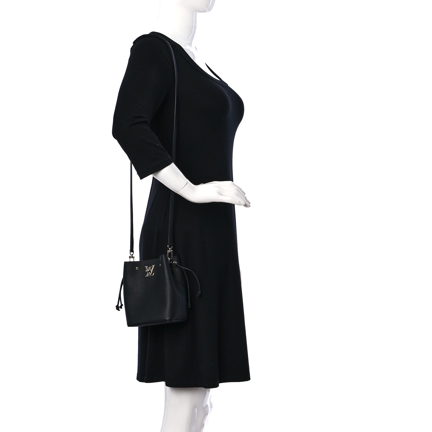 Louis Vuitton Calfskin Nano Lockme Bucket Black 2 of 9