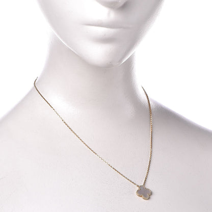 Van Cleef & Arpels 18K Yellow Gold Mother of Pearl Vintage Alhambra Pendant Necklace 2 of 7