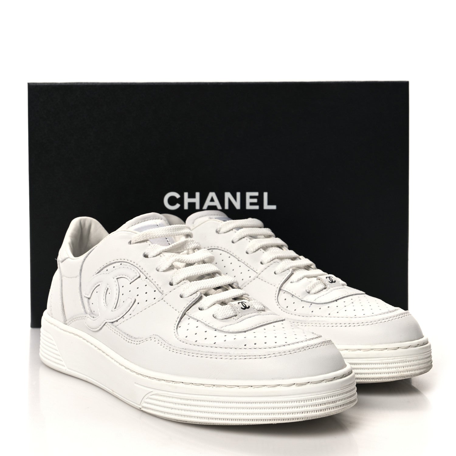 Chanel Calfskin CC Womens Sneakers 38 White 8 of 8