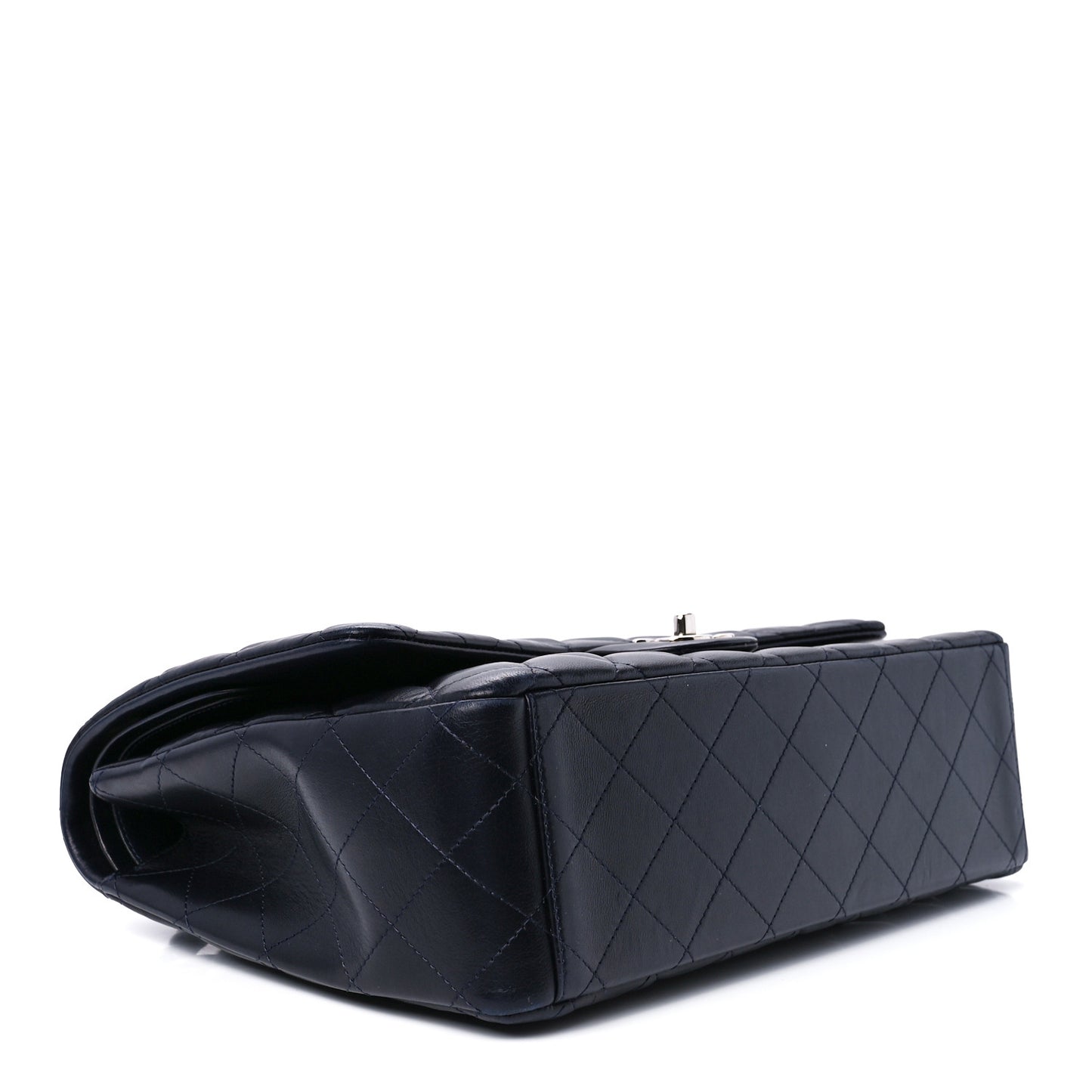 Lambskin Quilted Maxi Double Flap Dark Blue