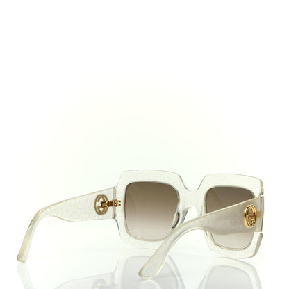 Gucci Glitter Acetate Square Frame Sunglasses GG0053S Silver 4 of 7