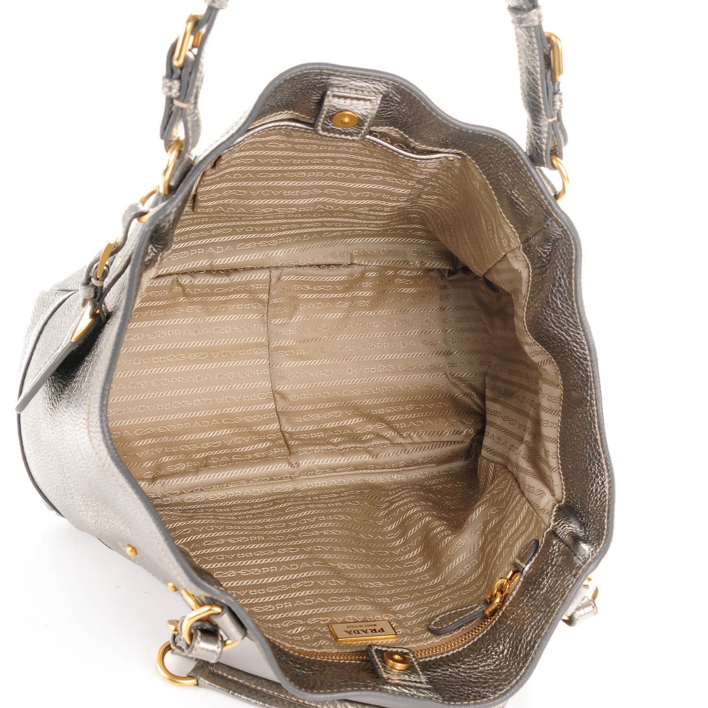 Vitello Daino Shoulder Bag Acciaio