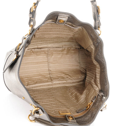 Prada Vitello Daino Shoulder Bag Acciaio 5 of 7