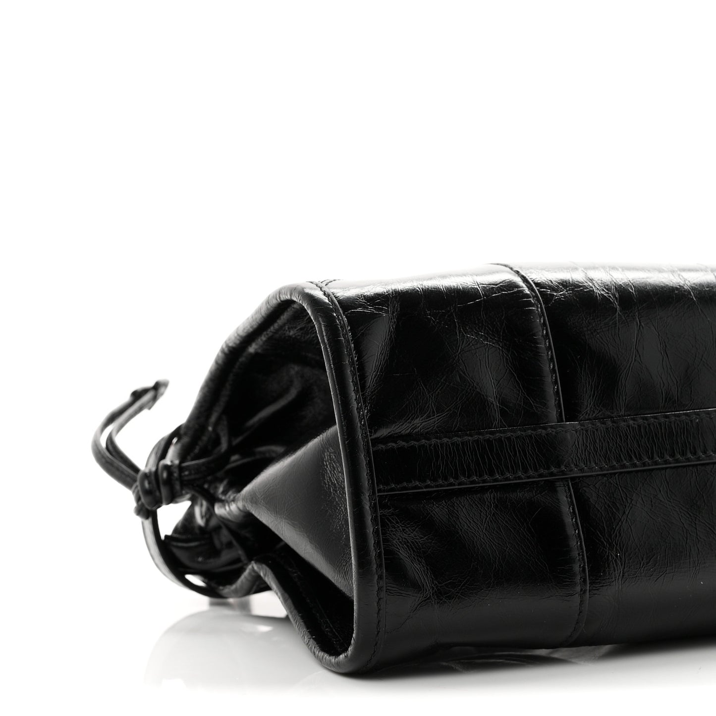 Glossy Calfskin Triangle Medium Bonnie Shoulder Bag Black