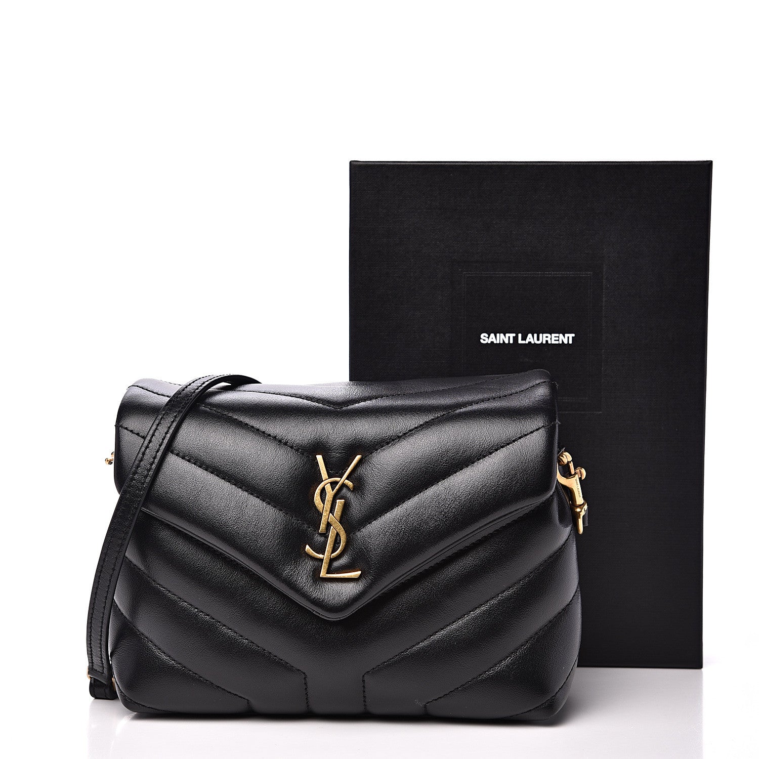 Saint Laurent Calfskin Y Quilted Monogram Toy Loulou Crossbody Bag Black 11 of 11