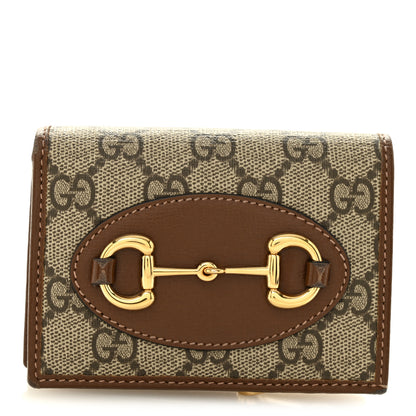 Gucci GG Supreme Monogram Horsebit 1955 Card Case Wallet Beige Ebony Brown Sugar 1 of 7
