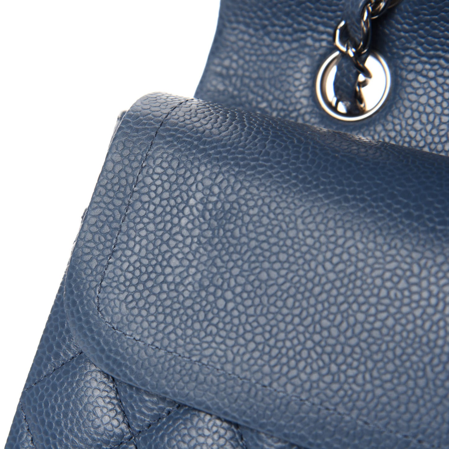 Caviar Quilted Medium Double Flap Dark Blue