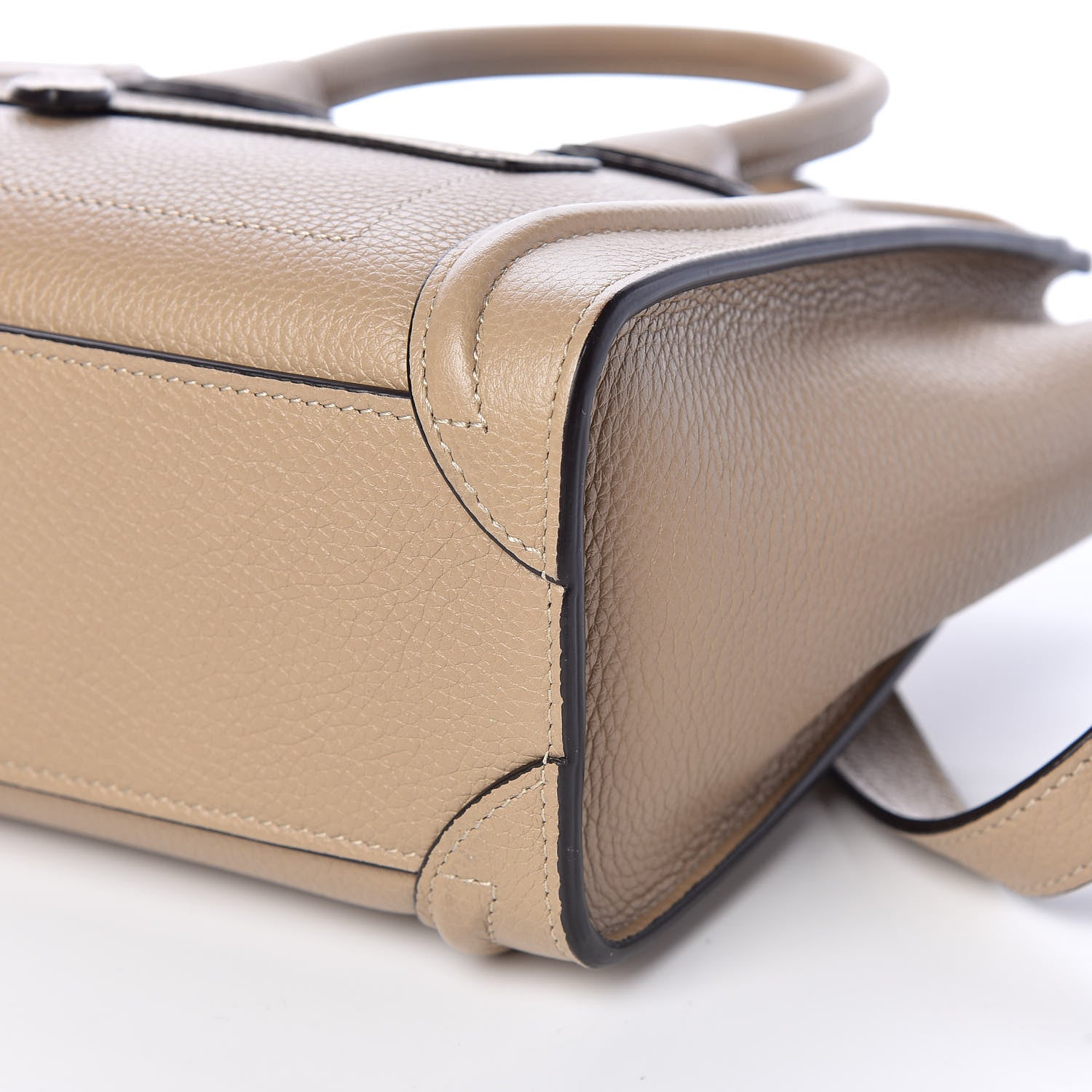 Celine Drummed Calfskin Nano Luggage Dune 6 of 10