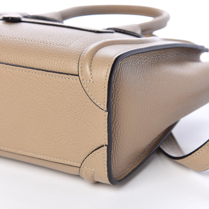 Celine Drummed Calfskin Nano Luggage Dune 6 of 10