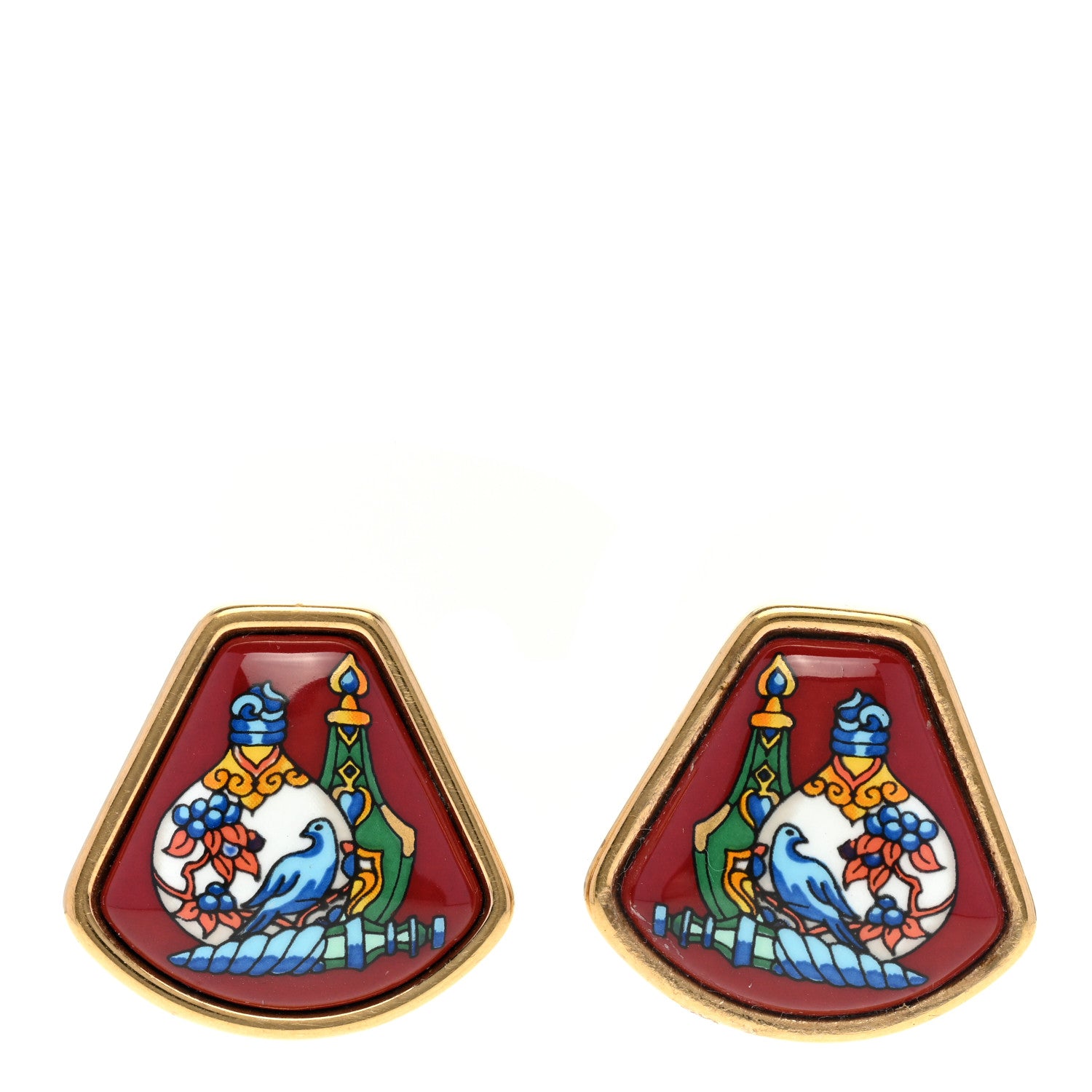 Hermes Printed Enamel Clip On Earrings 1 of 4