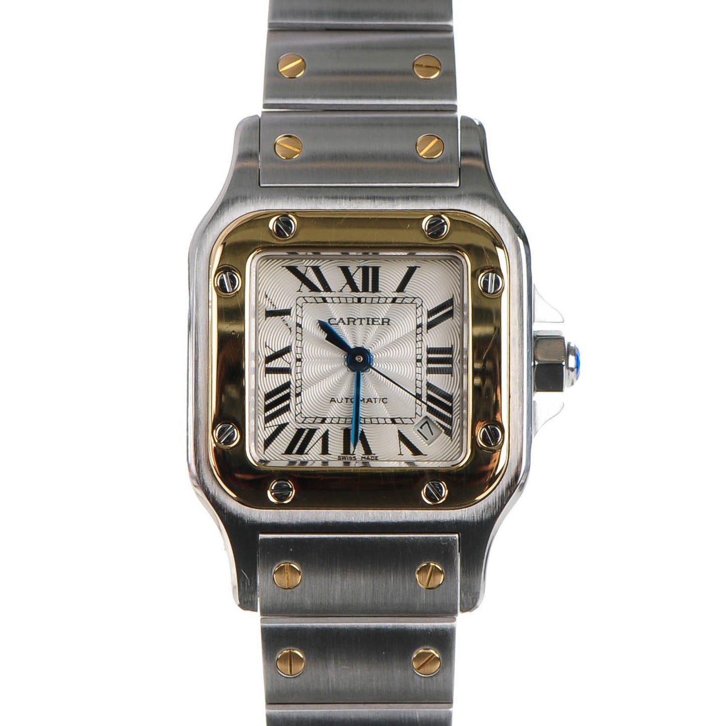 Stainless Steel 18K Yellow Gold 24mm Santos De Cartier Galbee Automatic Watch