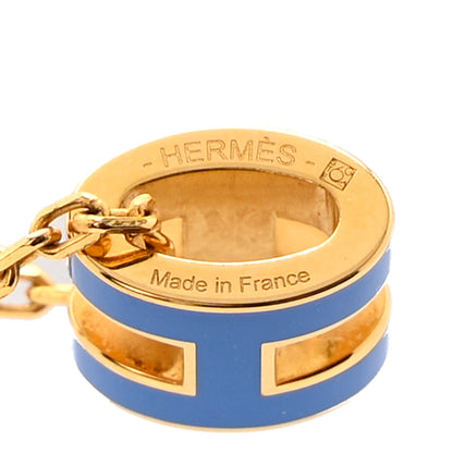 Hermes Lacquered Gold Mini Pop H Pendant Necklace Bleu Sature 5 of 8