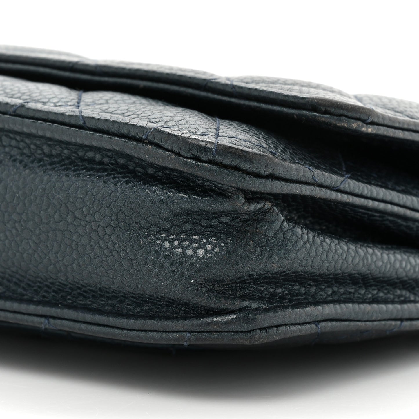 Caviar Quilted Wallet on Chain WOC Navy Blue