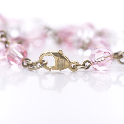 Chanel Beaded Crystal CC Long Necklace Gold Pink White 4 of 4
