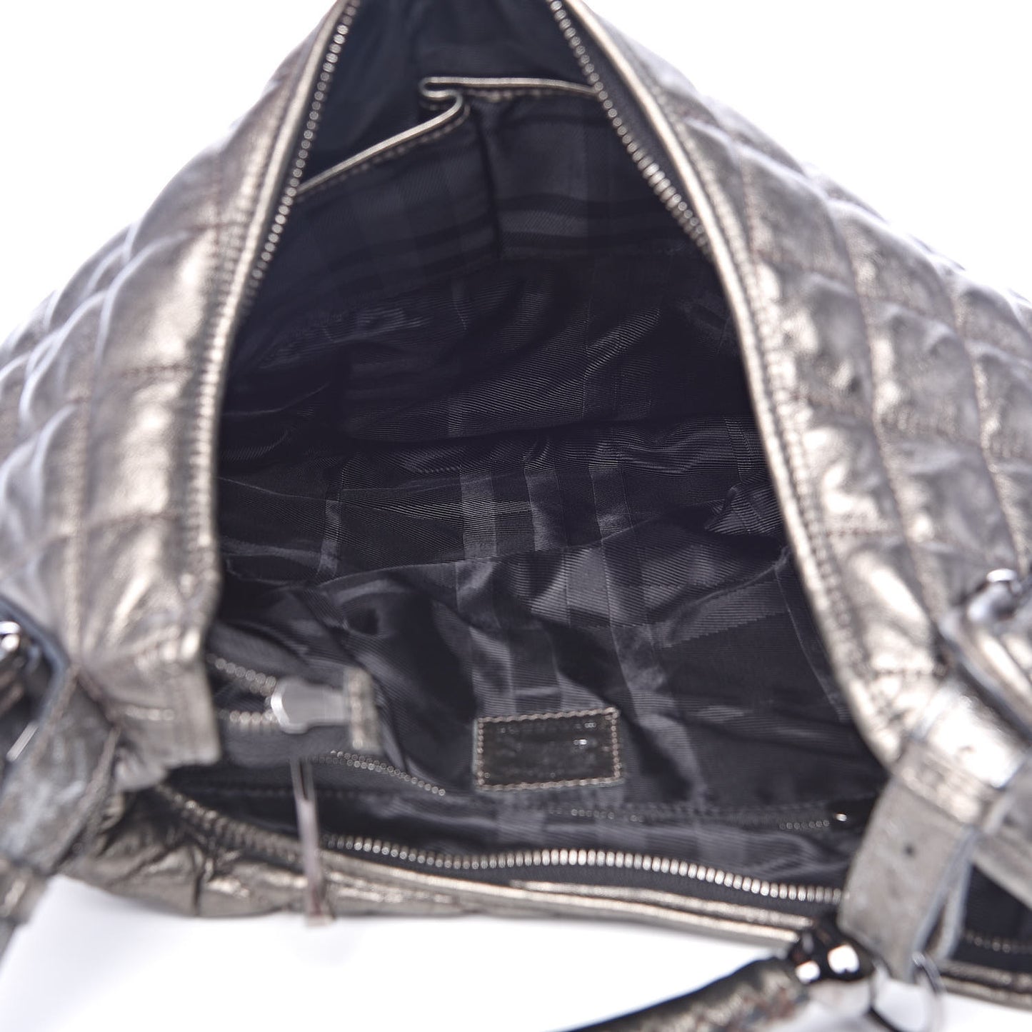 Metallic Calfskin Quilted Hoxton Hobo Nickel