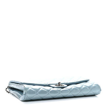 Chanel Patent Quilted Clutch With Chain Flap Blue 4 of 10