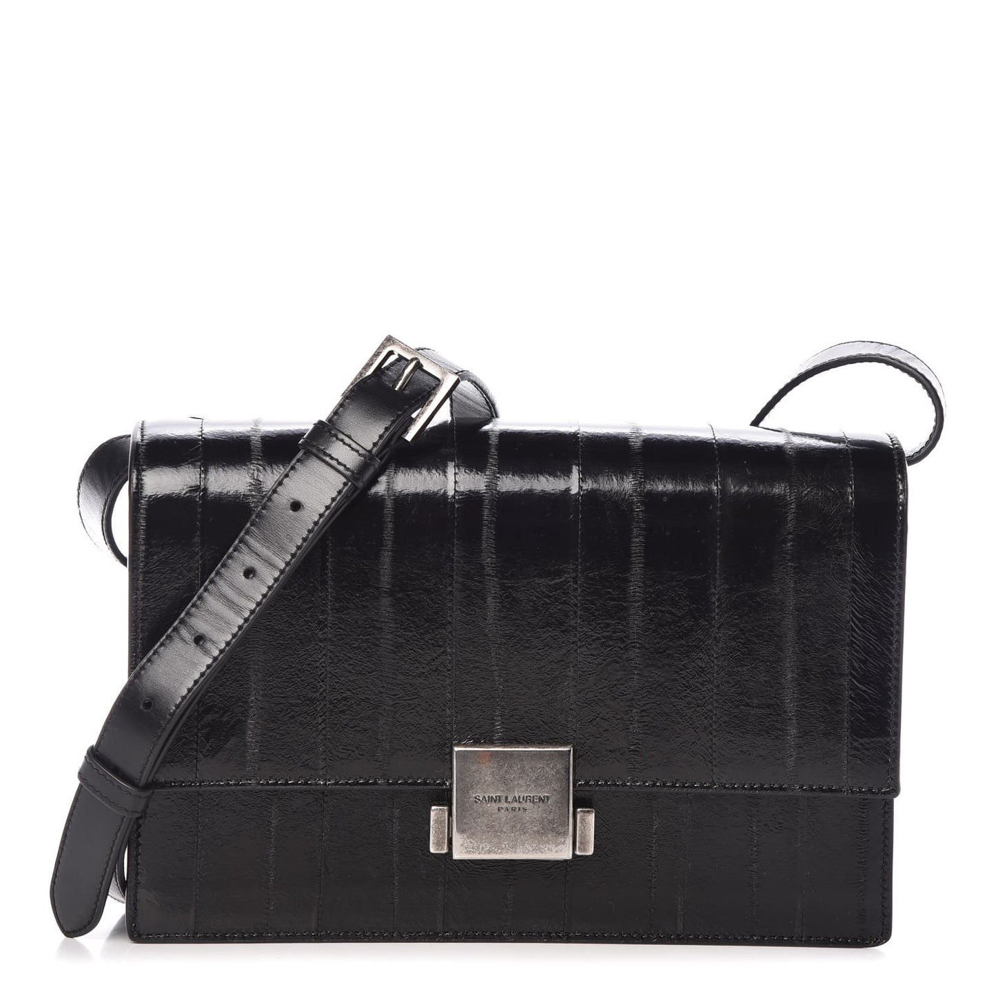 Shiny Soft Calfskin Anguille Medium Bellechasse Black