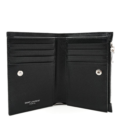 Saint Laurent Grain De Poudre Matelasse Chevron Monogram Zipped Two-Part Wallet Black 5 of 9