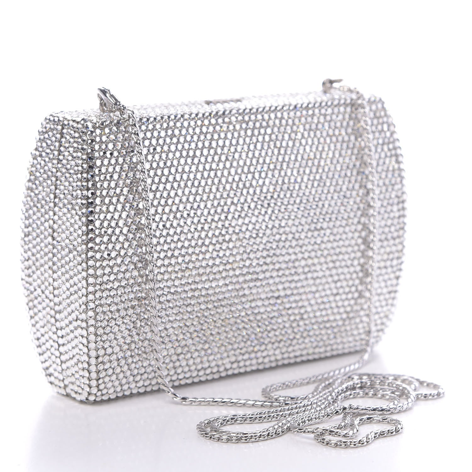 Judith Leiber Swarovski Crystal Minaudiere Clutch Silver 4 of 12