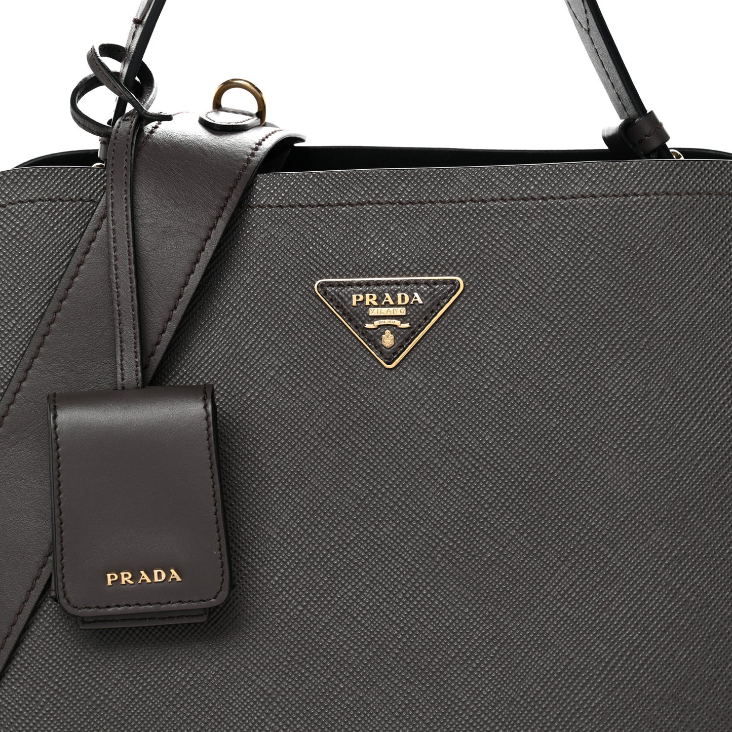 Saffiano Cuir Calfskin Matinee Tote Fumo Black