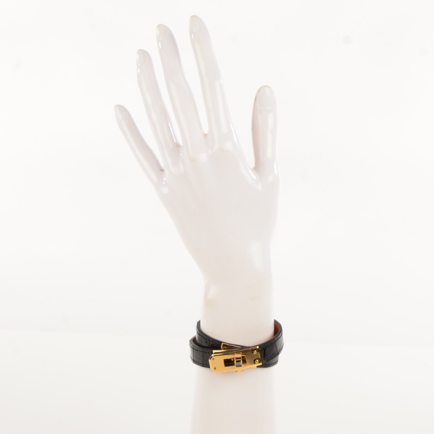 Hermes Shiny Alligator Kelly Double Tour Bracelet S Black 2 of 9