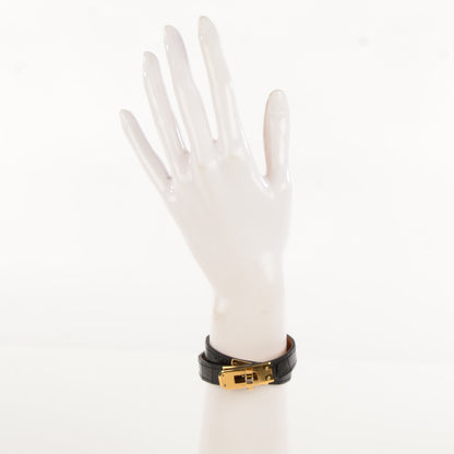 Hermes Shiny Alligator Kelly Double Tour Bracelet S Black 2 of 9
