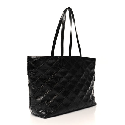 Saint Laurent Crinkled Calfskin Quilted East West Shopping Tote Black 3 of 10