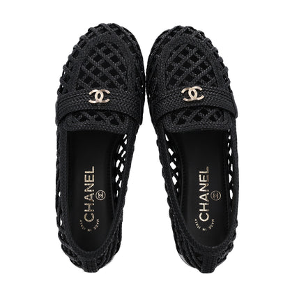 Chanel Braided Lambskin CC Mocassin Loafers 38 Black 3 of 10