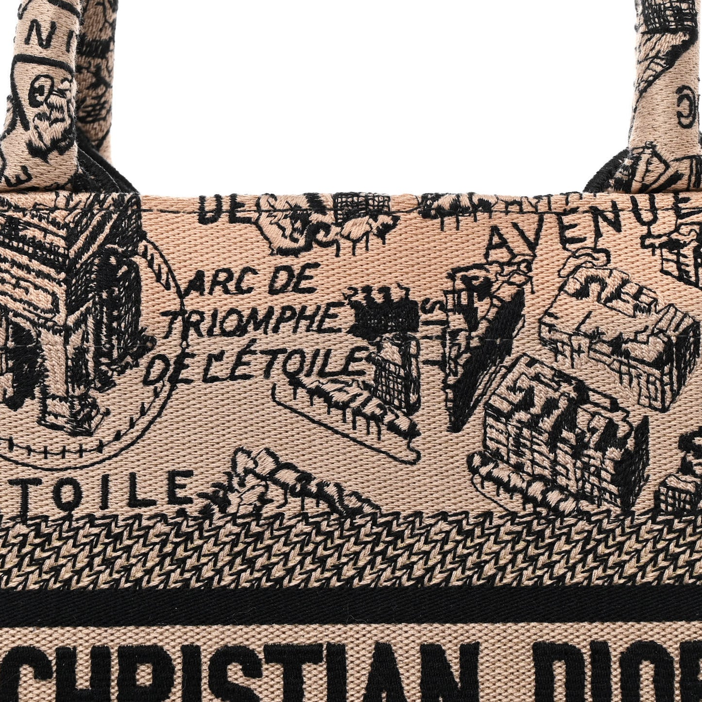 Canvas Embroidered Small Plan De Paris Book Tote Beige Multi
