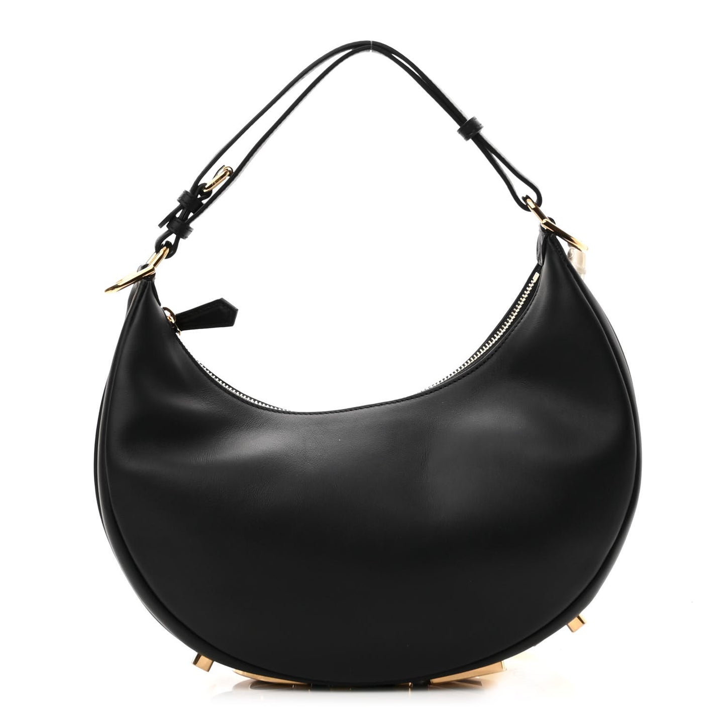 Vitello Grace Matte Small Fendigraphy Hobo Bag Black