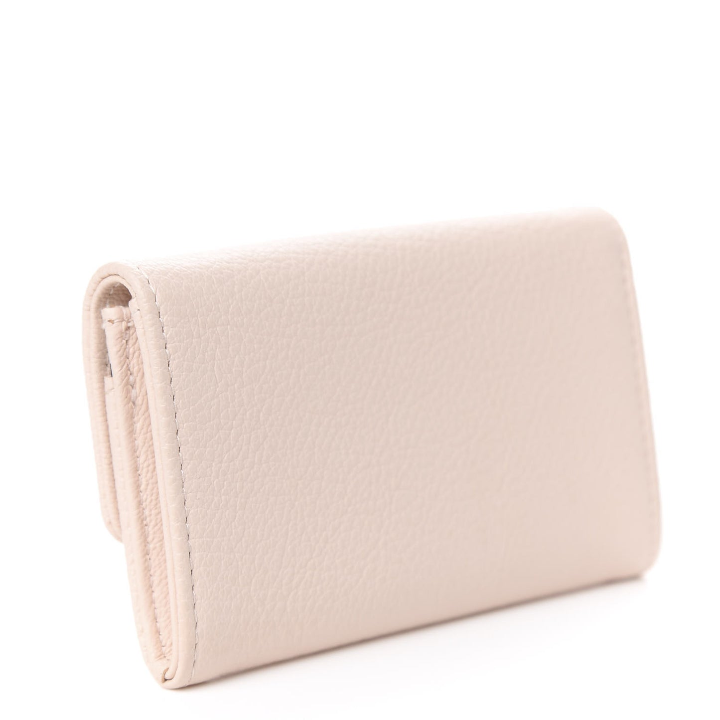 Goatskin Camellia CC Flap Card Holder Light Beige