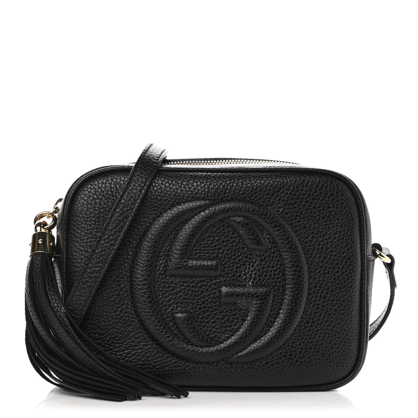 Pebbled Calfskin Small Soho Disco Bag Black