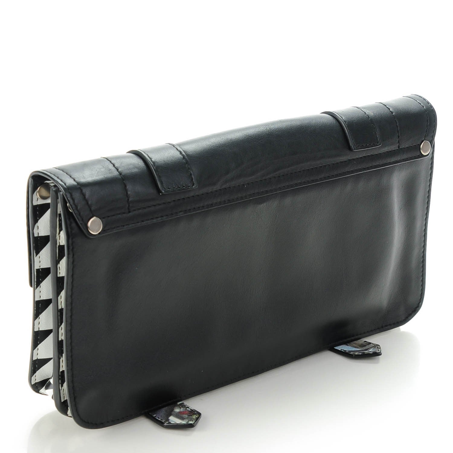 Proenza Schouler Triangle Print Calfskin PS1 Pochette Clutch Black White 3 of 8