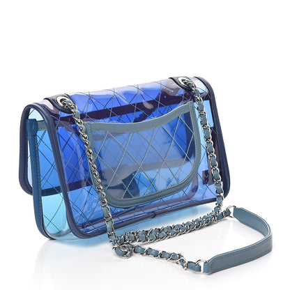 Chanel PVC Lambskin Stitched Medium Coco Splash Flap Blue 3 of 10
