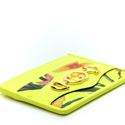Gucci Calfskin Flora Print Zumi Card Holder Yellow Fluo 6 of 9