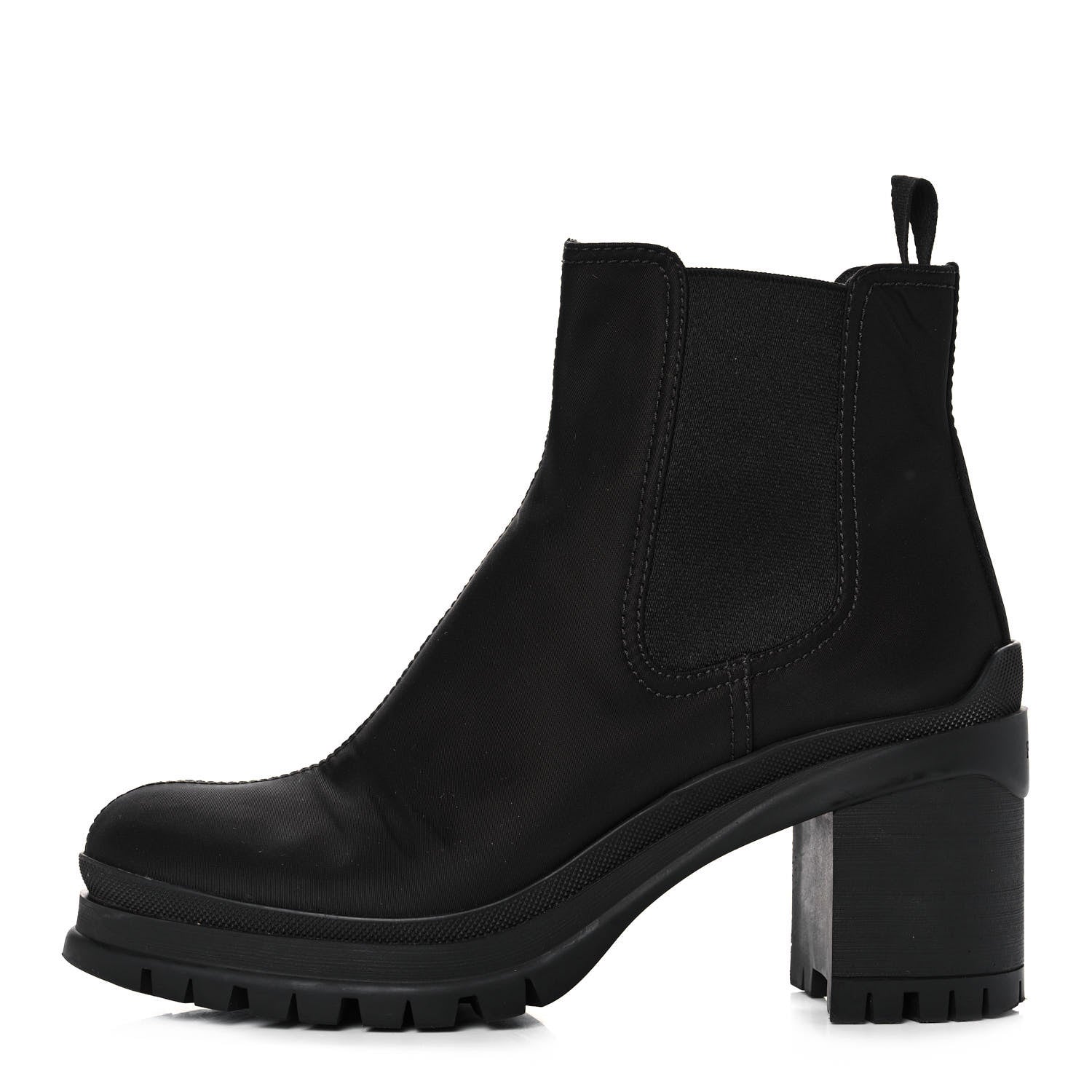 Prada Nylon Lug Sole Chelsea 55mm Boots 39 Black 1 of 12