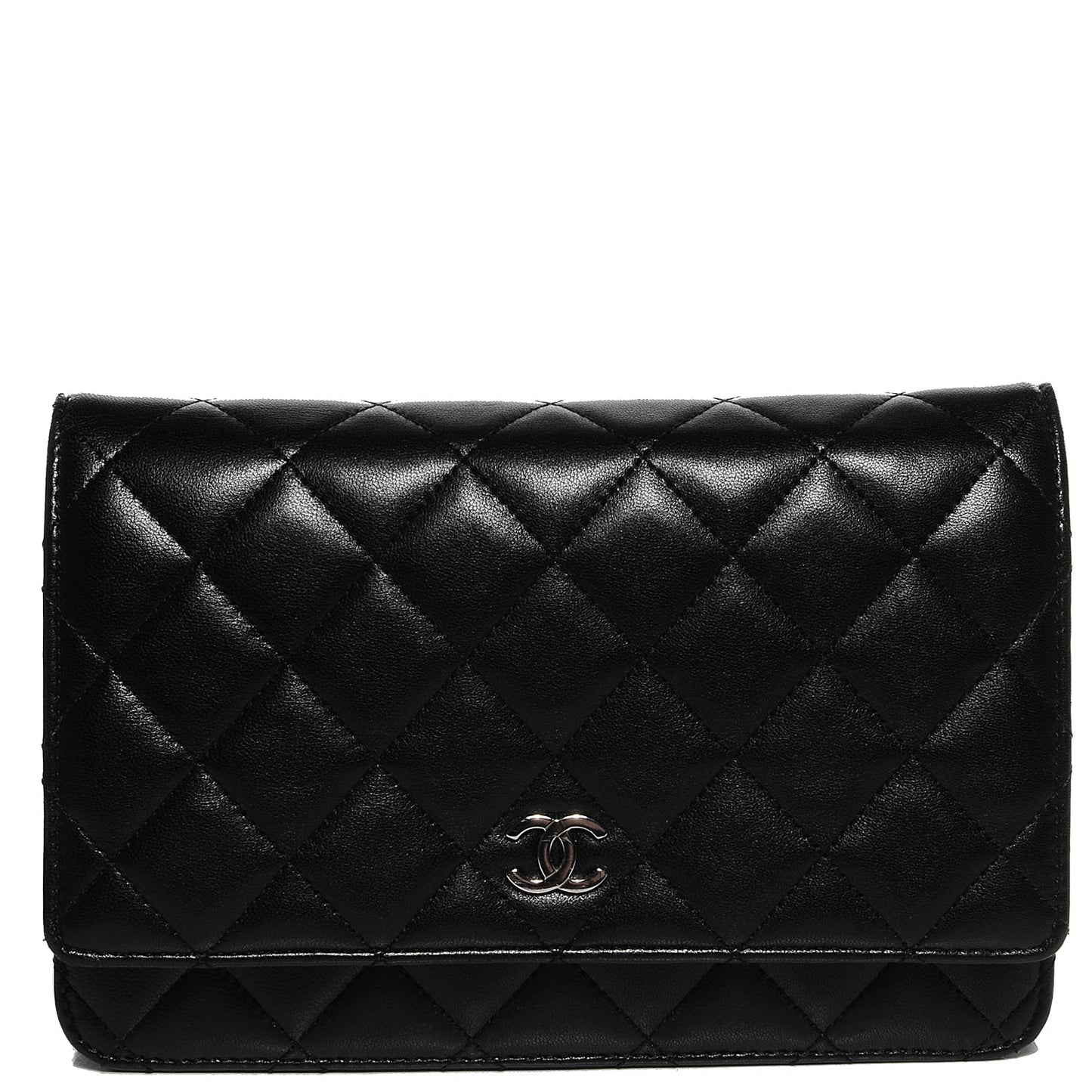 Lambskin Quilted Wallet On Chain WOC Black