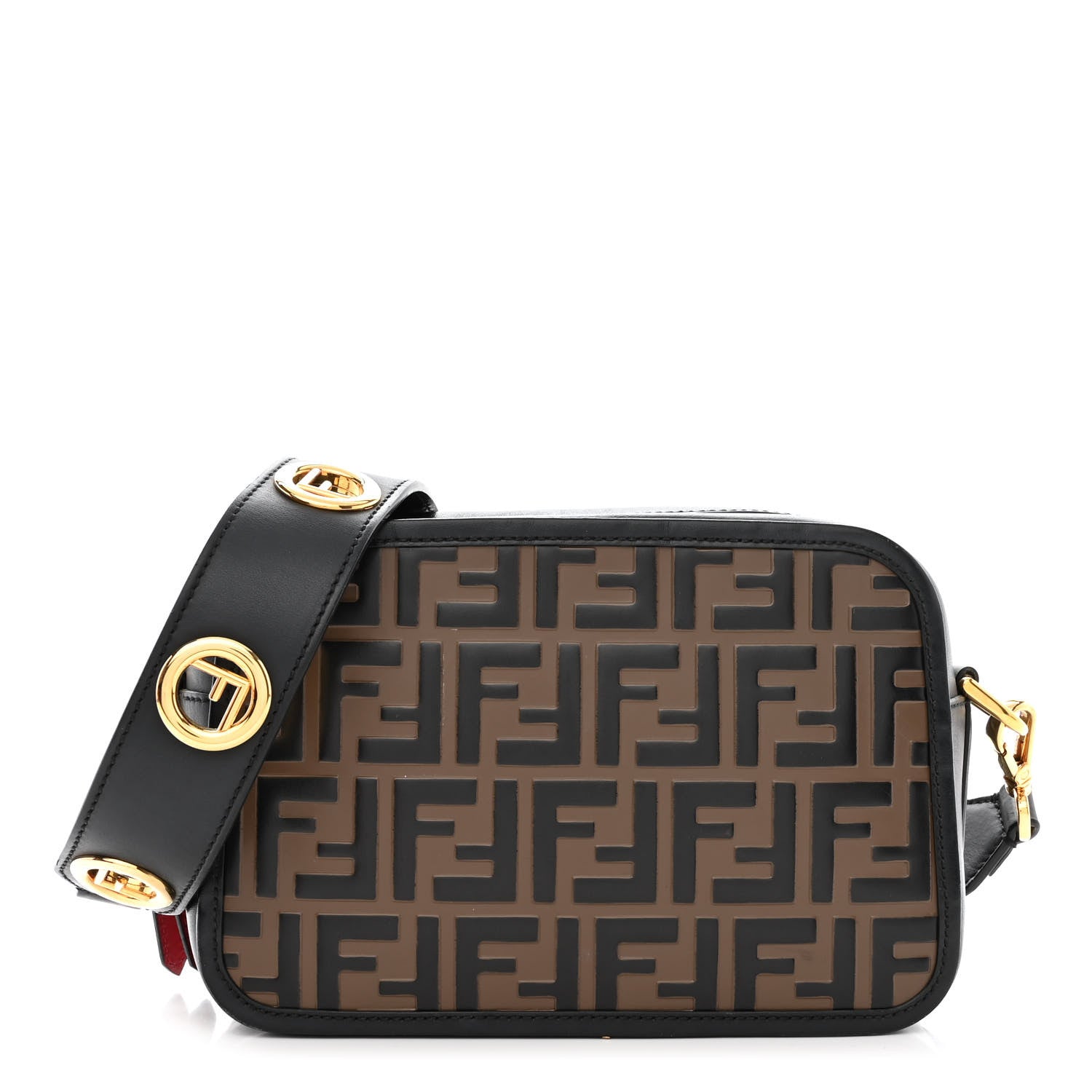 Fendi Vitello Century F is Fendi Bi-Color FF 1974 Embossed Camera Case Maya Black 1 of 17