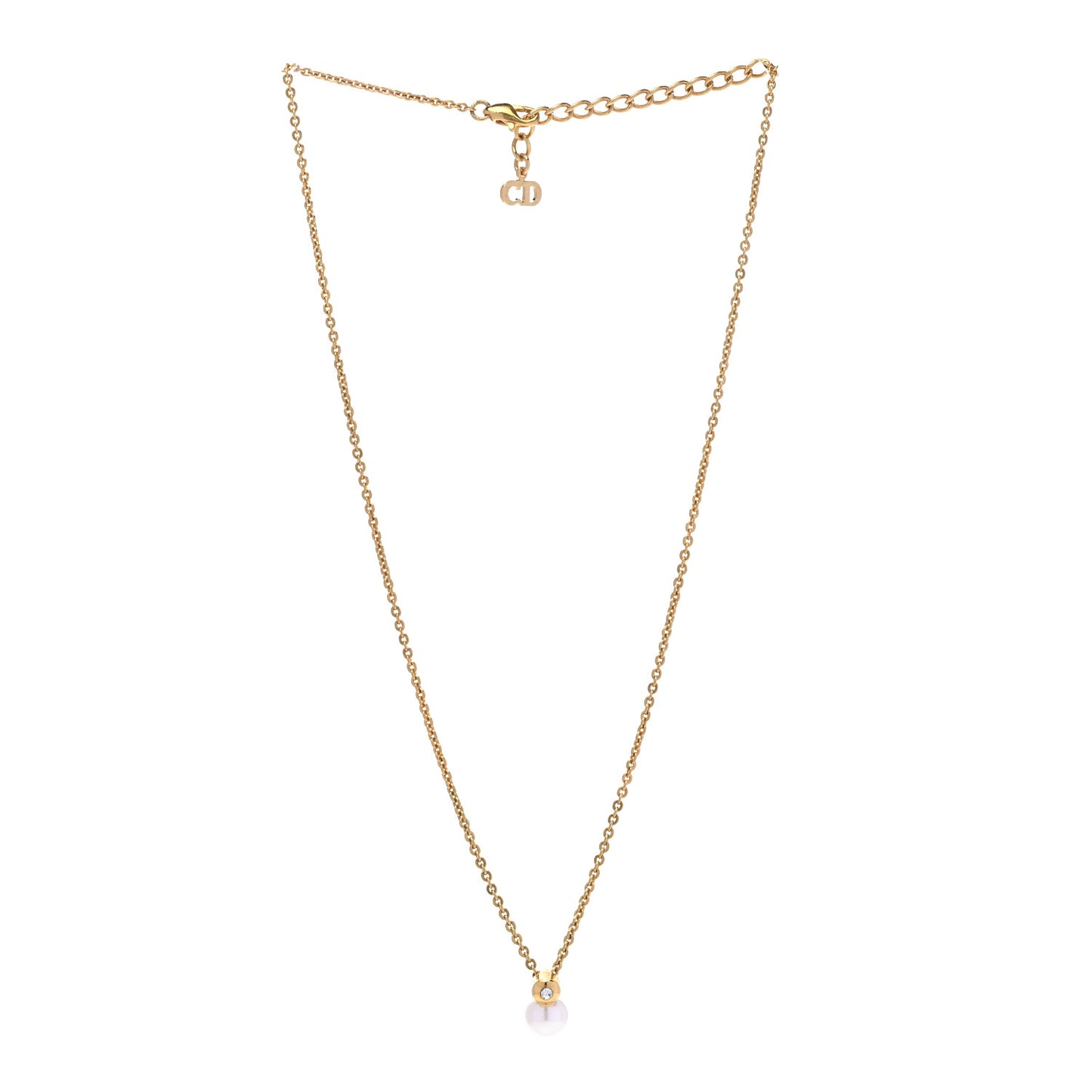 Crystal Pearl Pendant Necklace Gold
