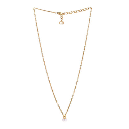 Christian Dior Crystal Pearl Pendant Necklace Gold 3 of 6