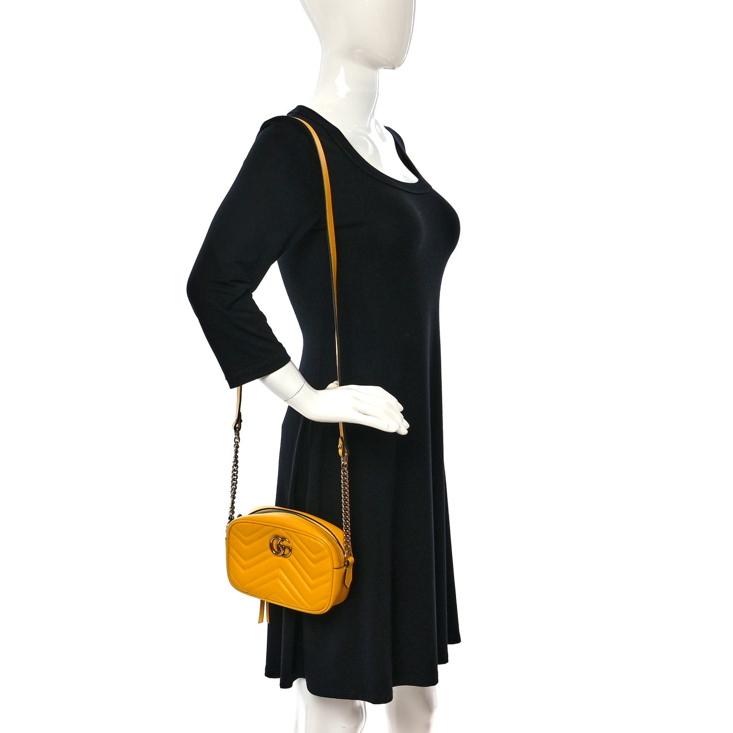 Calfskin Matelasse Mini GG Marmont Chain Shoulder Bag Stone Topaz
