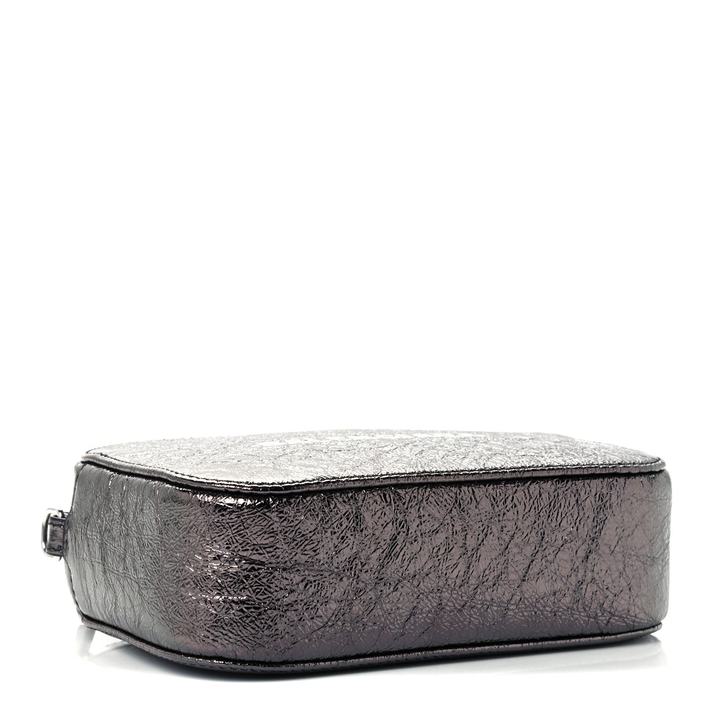 Metallic Textured Calfskin XS Everyday Camera Bag with Handle Black