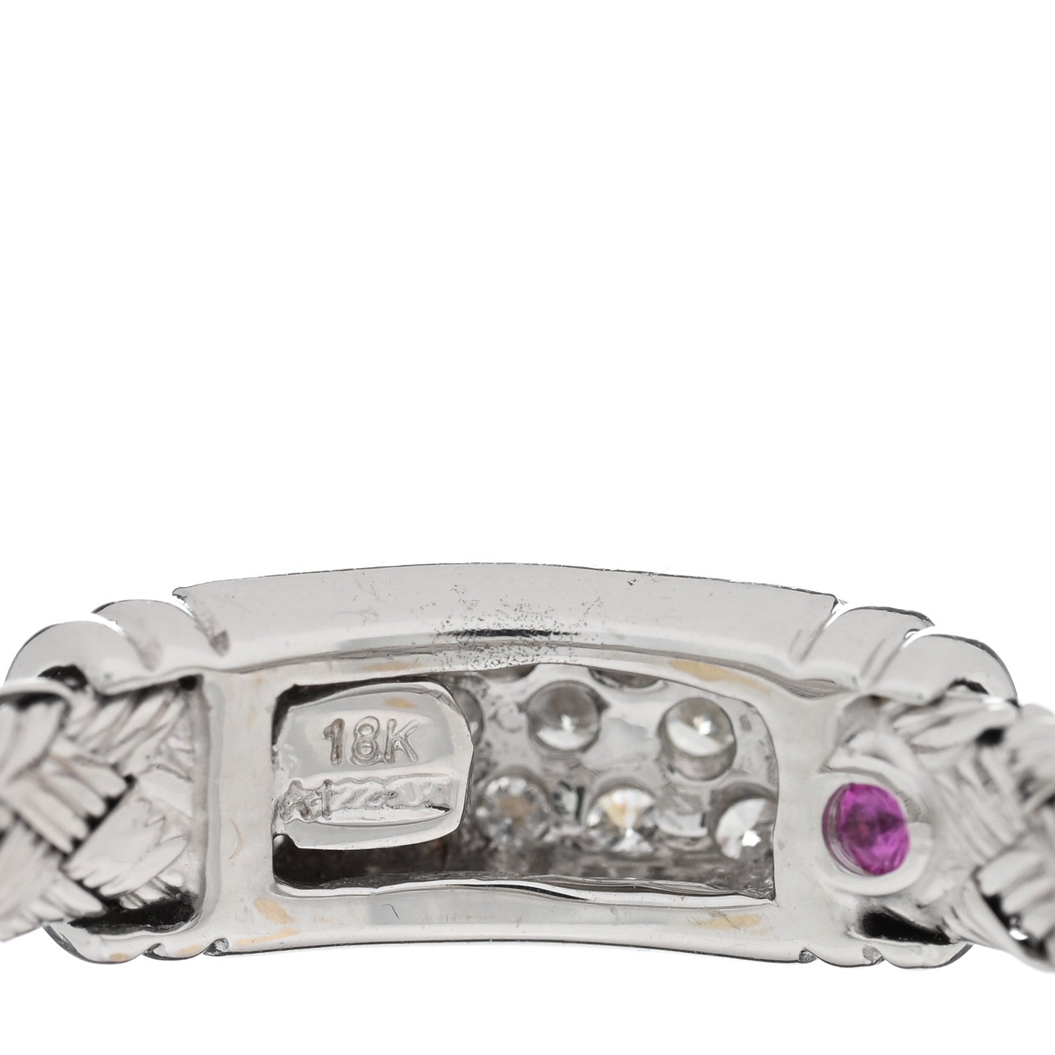 Roberto Coin 18K White Gold Diamond Woven Silk Ring 52 6 4 of 4