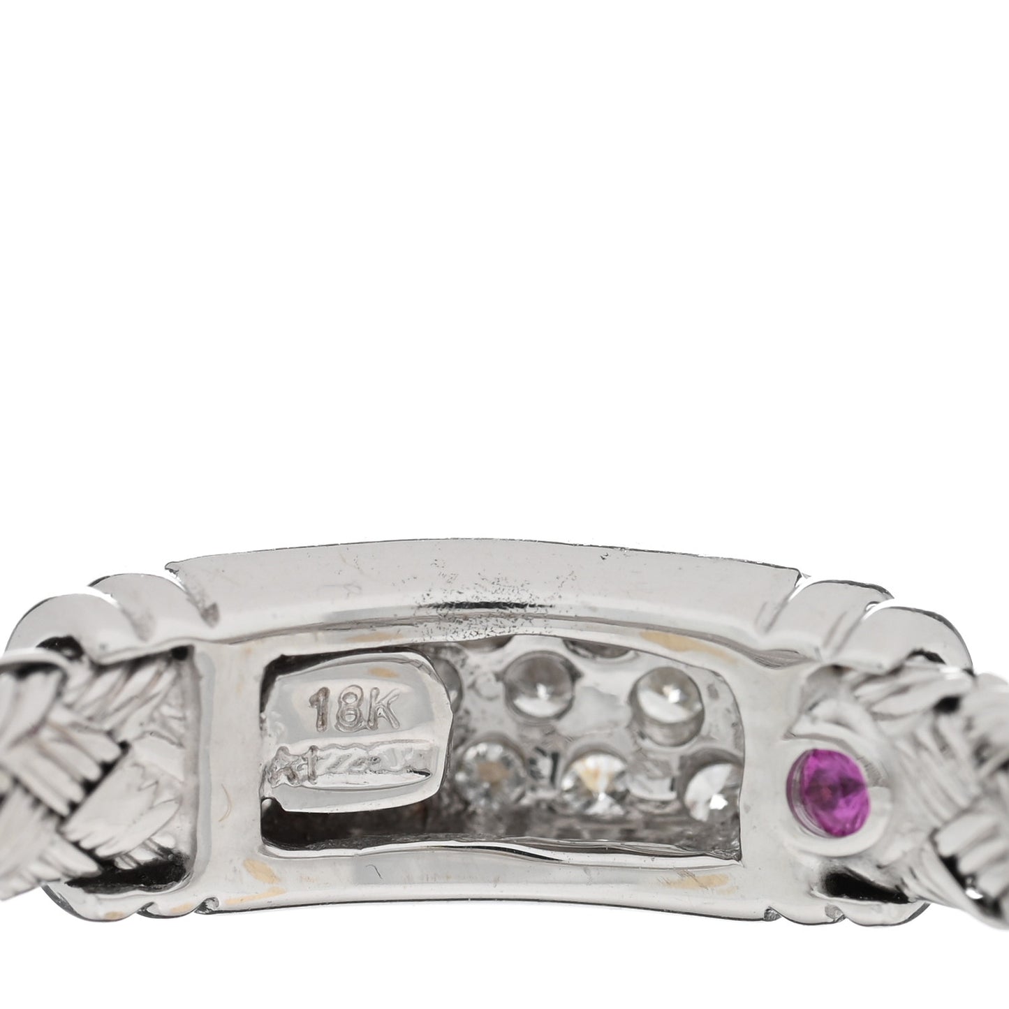 18K White Gold Diamond Woven Silk Ring 53 6.25