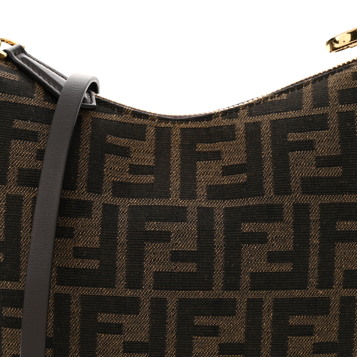Fabric Jacquard Vitello Grace FF 1974 Mini Fendigraphy Hobo Bag Tobacco Moro Ebano