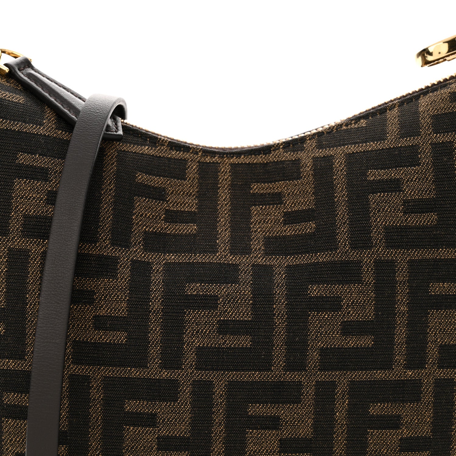 Fendi Fabric Jacquard Vitello Grace FF 1974 Mini Fendigraphy Hobo Bag Tobacco Moro Ebano 8 of 11